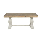 50" Solid Pine Coffee Table – Reclaimed Natural & White / Reclaimed Natural / Grey, Farmhouse Style, Single