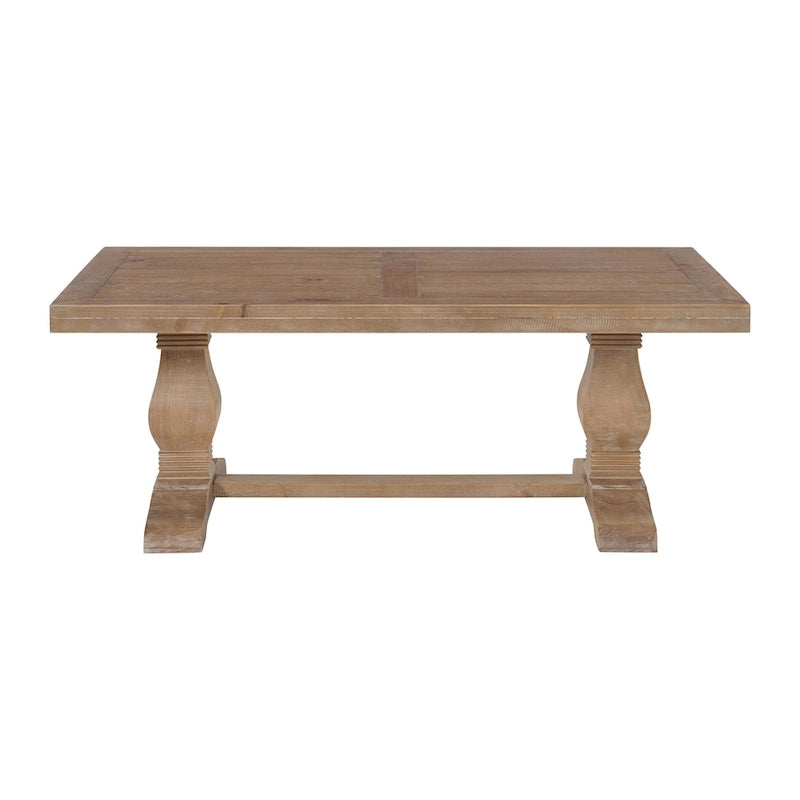 50" Solid Pine Coffee Table – Reclaimed Natural & White / Reclaimed Natural / Grey, Farmhouse Style, Single
