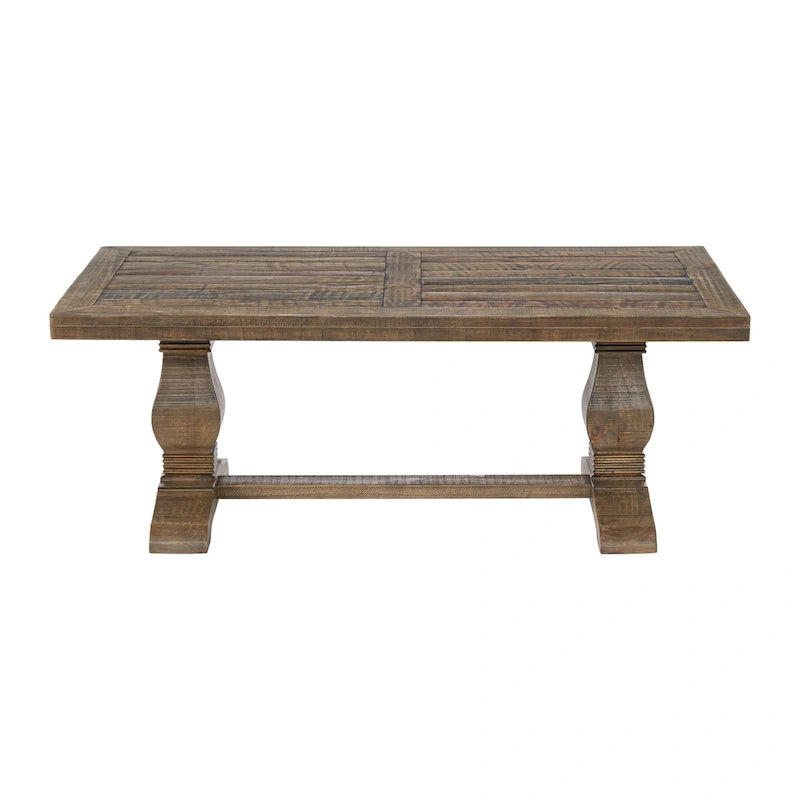50" Solid Pine Coffee Table – Reclaimed Natural & White / Reclaimed Natural / Grey, Farmhouse Style, Single