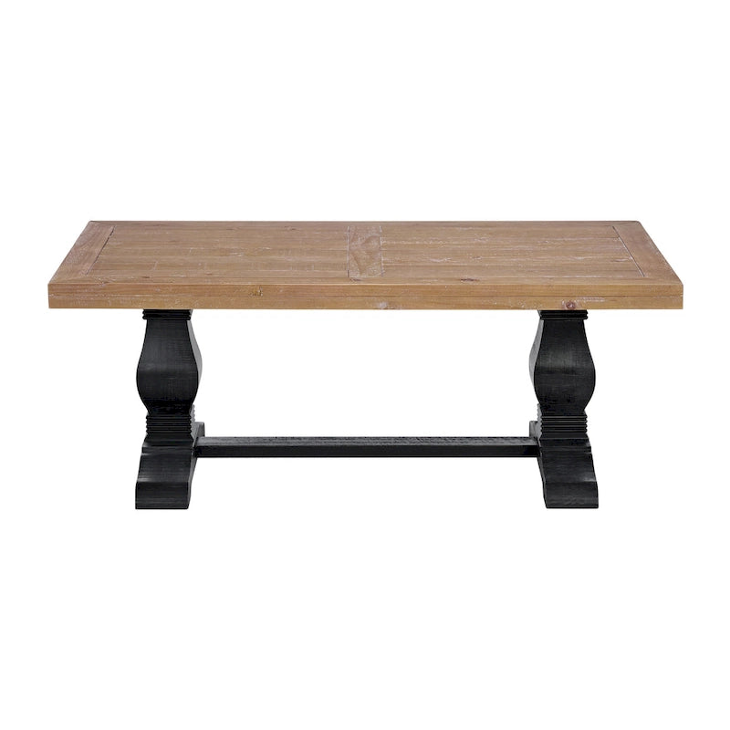 50" Solid Pine Coffee Table – Reclaimed Natural & White / Reclaimed Natural / Grey, Farmhouse Style, Single