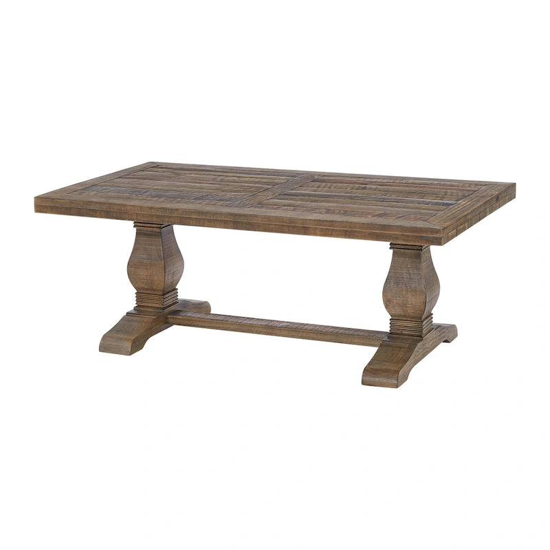 50" Solid Pine Coffee Table – Reclaimed Natural & White / Reclaimed Natural / Grey, Farmhouse Style, Single
