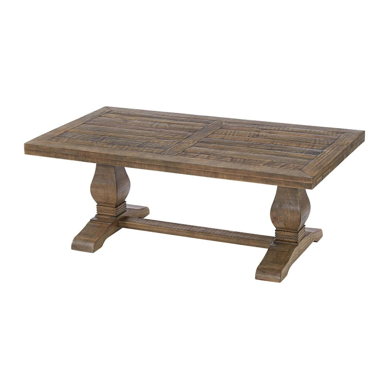 50" Solid Pine Coffee Table – Reclaimed Natural & White / Reclaimed Natural / Grey, Farmhouse Style, Single