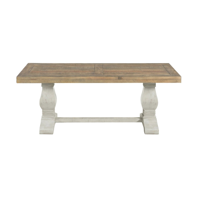 50" Solid Pine Coffee Table – Reclaimed Natural & White / Reclaimed Natural / Grey, Farmhouse Style, Single