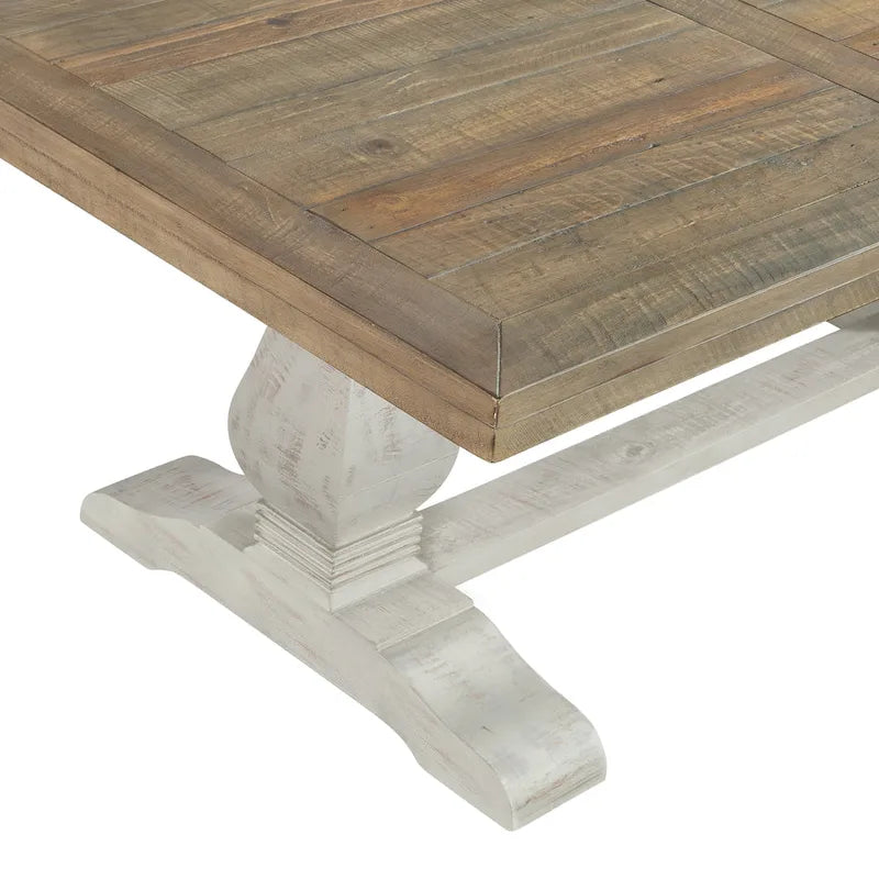 50" Solid Pine Coffee Table – Reclaimed Natural & White / Reclaimed Natural / Grey, Farmhouse Style, Single