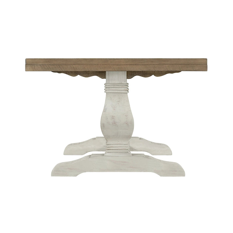 50" Solid Pine Coffee Table – Reclaimed Natural & White / Reclaimed Natural / Grey, Farmhouse Style, Single