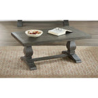 50" Solid Pine Coffee Table – Reclaimed Natural & White / Reclaimed Natural / Grey, Farmhouse Style, Single