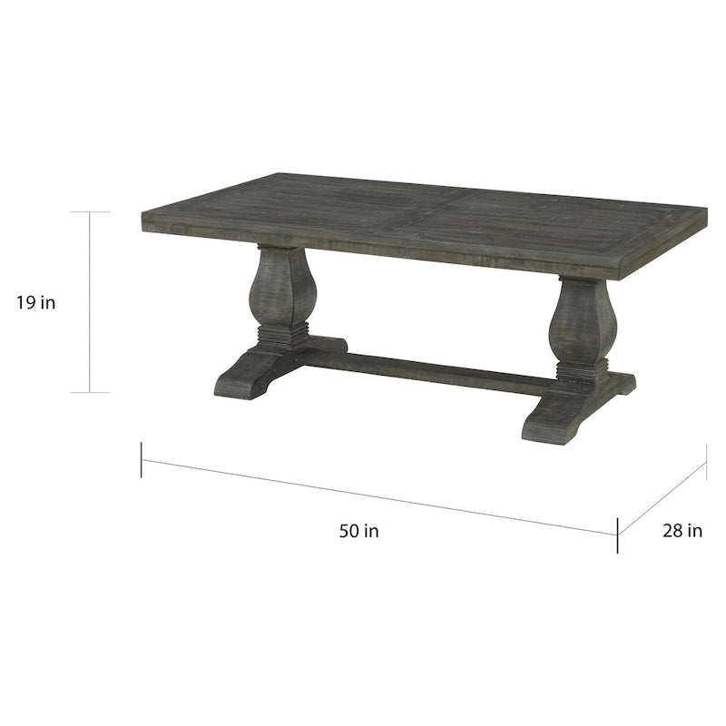50" Solid Pine Coffee Table – Reclaimed Natural & White / Reclaimed Natural / Grey, Farmhouse Style, Single
