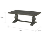 50" Solid Pine Coffee Table – Reclaimed Natural & White / Reclaimed Natural / Grey, Farmhouse Style, Single