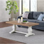 50" Solid Pine Coffee Table – Reclaimed Natural & White / Reclaimed Natural / Grey, Farmhouse Style, Single