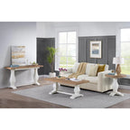 50" Solid Pine Coffee Table – Reclaimed Natural & White / Reclaimed Natural / Grey, Farmhouse Style, Single