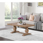 50" Solid Pine Coffee Table – Reclaimed Natural & White / Reclaimed Natural / Grey, Farmhouse Style, Single