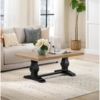 50" Solid Pine Coffee Table – Reclaimed Natural & White / Reclaimed Natural / Grey, Farmhouse Style, Single