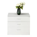 3-Drawer Wood Dresser Chest – White / Black, P2 Wood, Simple Style, Single
