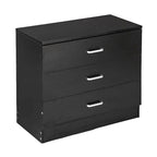 3-Drawer Wood Dresser Chest – White / Black, P2 Wood, Simple Style, Single