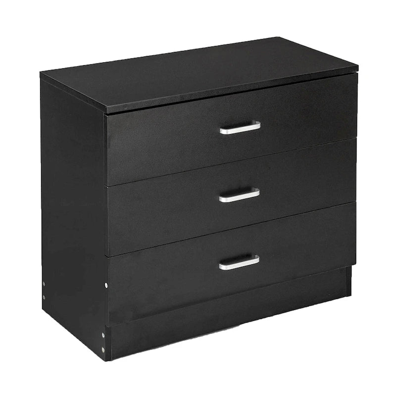 3-Drawer Wood Dresser Chest – White / Black, P2 Wood, Simple Style, Single