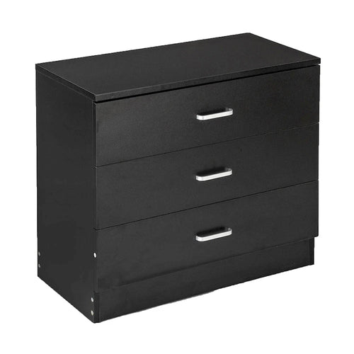 3-Drawer Wood Dresser Chest – White / Black, P2 Wood, Simple Style, Single