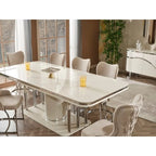 Modern Rectangular Dining Table – White, Tapered Legs, Seats 6, 2-Person Assembly