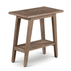 Solid Mango Wood Chairside End Table – Natural, Herringbone Inlay, Mid-Century Style, Single