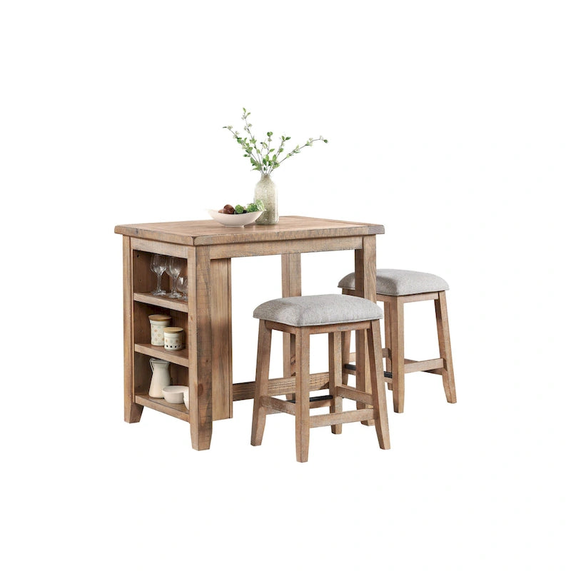 Rustic Farmhouse Multi-Use Table – Sandwash Finish, 3-Shelf, Single-Person Assembly