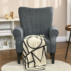 Mid-Century Modern Fabric Armchair – Dark Gray, Rolled Arms, Wood Legs, Single
