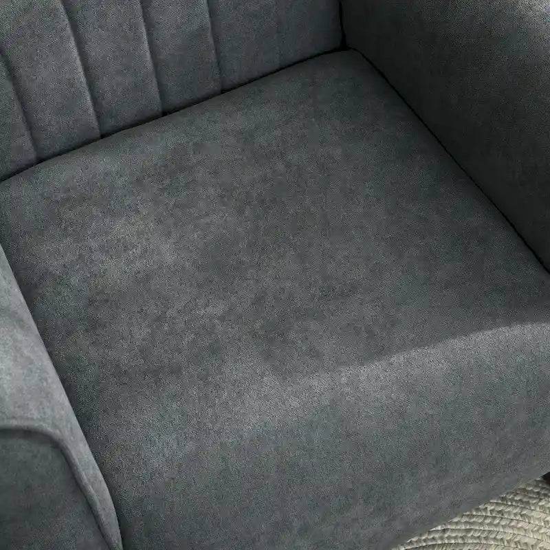 Mid-Century Modern Fabric Armchair – Dark Gray, Rolled Arms, Wood Legs, Single