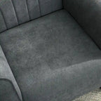 Mid-Century Modern Fabric Armchair – Dark Gray, Rolled Arms, Wood Legs, Single