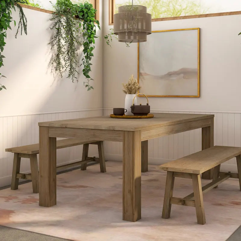 Butterfly Leaf Extendable Dining Table – Brushed Smoke, Solid Acacia Wood, Seats up to 10, 2-Person Assembly