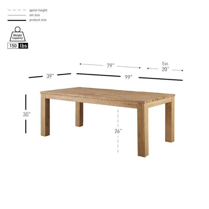 Butterfly Leaf Extendable Dining Table – Brushed Smoke, Solid Acacia Wood, Seats up to 10, 2-Person Assembly