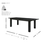 Butterfly Leaf Extendable Dining Table – Brushed Smoke, Solid Acacia Wood, Seats up to 10, 2-Person Assembly