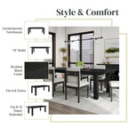 Butterfly Leaf Extendable Dining Table – Brushed Smoke, Solid Acacia Wood, Seats up to 10, 2-Person Assembly
