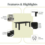 Butterfly Leaf Extendable Dining Table – Brushed Smoke, Solid Acacia Wood, Seats up to 10, 2-Person Assembly