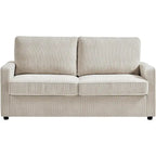 70" Corduroy Sleeper Sofa with Pull-Out Mattress – Ivory / Dark Green / Grey / Black, Square Arms, Seats 2–3