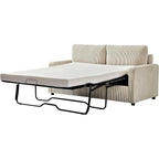 70" Corduroy Sleeper Sofa with Pull-Out Mattress – Ivory / Dark Green / Grey / Black, Square Arms, Seats 2–3