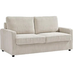 70" Corduroy Sleeper Sofa with Pull-Out Mattress – Ivory / Dark Green / Grey / Black, Square Arms, Seats 2–3