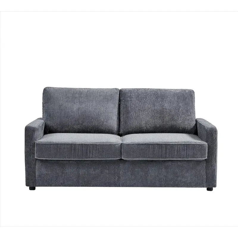 70" Corduroy Sleeper Sofa with Pull-Out Mattress – Ivory / Dark Green / Grey / Black, Square Arms, Seats 2–3