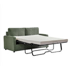 70" Corduroy Sleeper Sofa with Pull-Out Mattress – Ivory / Dark Green / Grey / Black, Square Arms, Seats 2–3