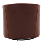 Top Grain Leather Swivel Accent Chair – Dark Blue / Grey / Brown, Button Tufted, Single
