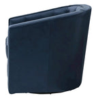 Top Grain Leather Swivel Accent Chair – Dark Blue / Grey / Brown, Button Tufted, Single