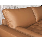 Faux Leather Mid-Century Modern Loveseat – Black / White / Brown, Button Tufted, Seats 2