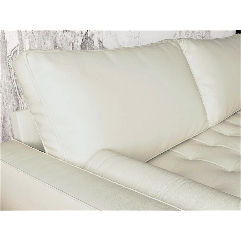 Faux Leather Mid-Century Modern Loveseat – Black / White / Brown, Button Tufted, Seats 2