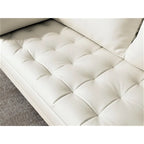 Faux Leather Mid-Century Modern Loveseat – Black / White / Brown, Button Tufted, Seats 2