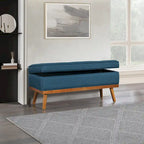 Mid-Century Storage Bench – Green / Orange / Grey / Charcoal Faux Leather / Linen, Nail-Head Trim, Single