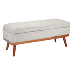Mid-Century Storage Bench – Green / Orange / Grey / Charcoal Faux Leather / Linen, Nail-Head Trim, Single