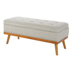 Mid-Century Storage Bench – Green / Orange / Grey / Charcoal Faux Leather / Linen, Nail-Head Trim, Single