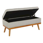 Mid-Century Storage Bench – Green / Orange / Grey / Charcoal Faux Leather / Linen, Nail-Head Trim, Single