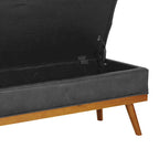 Mid-Century Storage Bench – Green / Orange / Grey / Charcoal Faux Leather / Linen, Nail-Head Trim, Single