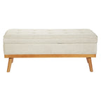 Mid-Century Storage Bench – Green / Orange / Grey / Charcoal Faux Leather / Linen, Nail-Head Trim, Single