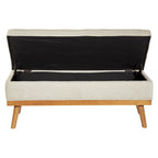 Mid-Century Storage Bench – Green / Orange / Grey / Charcoal Faux Leather / Linen, Nail-Head Trim, Single