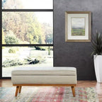 Mid-Century Storage Bench – Green / Orange / Grey / Charcoal Faux Leather / Linen, Nail-Head Trim, Single
