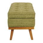 Mid-Century Storage Bench – Green / Orange / Grey / Charcoal Faux Leather / Linen, Nail-Head Trim, Single